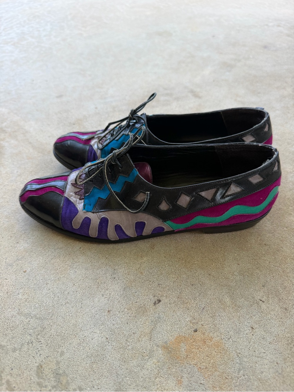 Beverly Feldman Vintage Leather Colorful Patchwork Oxford Shoes Women’s 9.5 - Picture 5 of 15